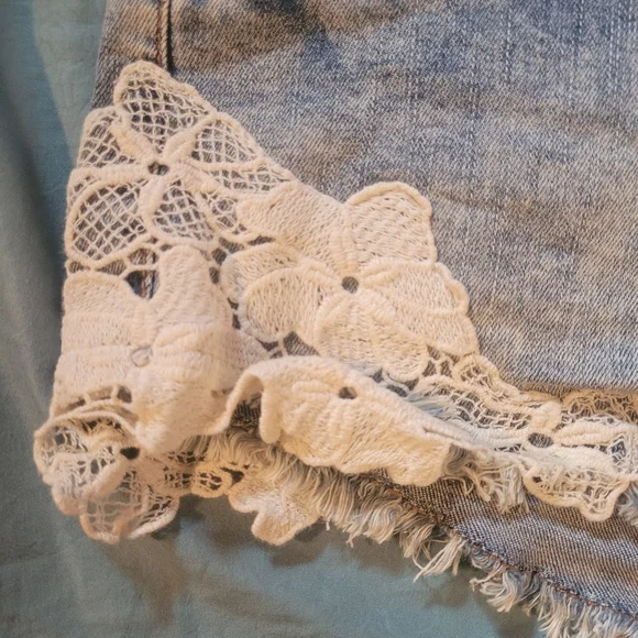 High Rise Lace Shorts (Light Blue Wash) - Picture 4 of 14